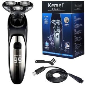 Kemei Waterproof Cordless Shaver Wet Dry Beard Shaving Clipper