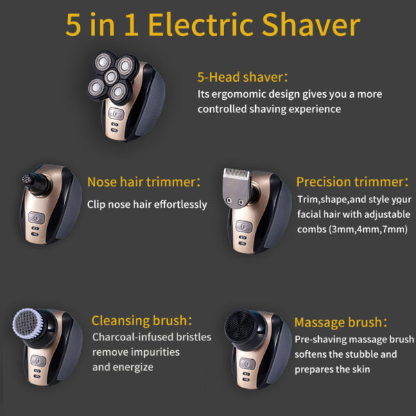 5-in-1 Gold Electric Shaver - Image 6